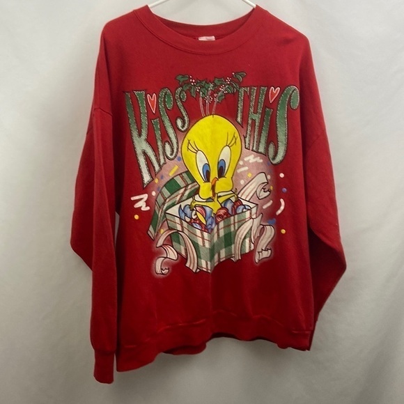 Vintage Womens 1997 Tweety Bird Looney Tunes Size 22/24W Christmas Sweatshirt - Picture 1 of 8